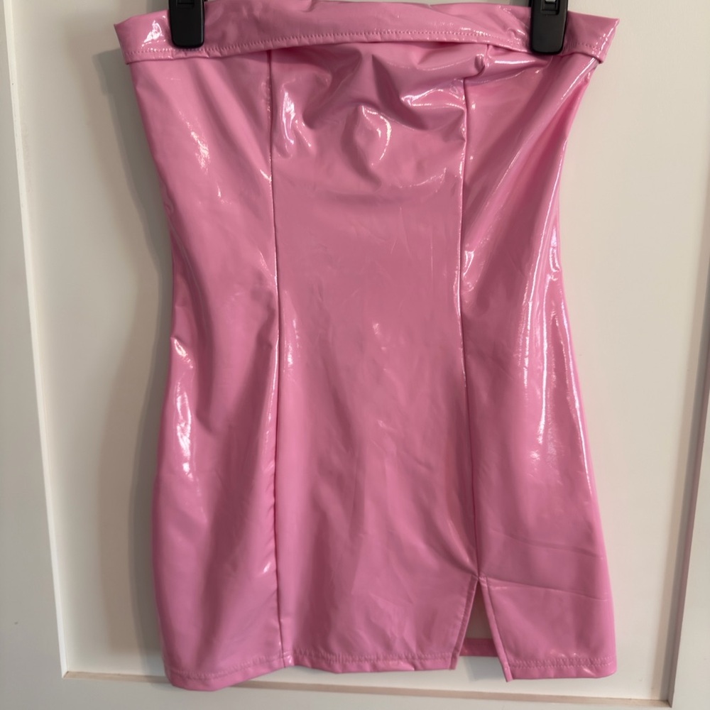 SHEIN Glossy Pink Pencil Skirt